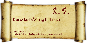Kosztolányi Irma névjegykártya